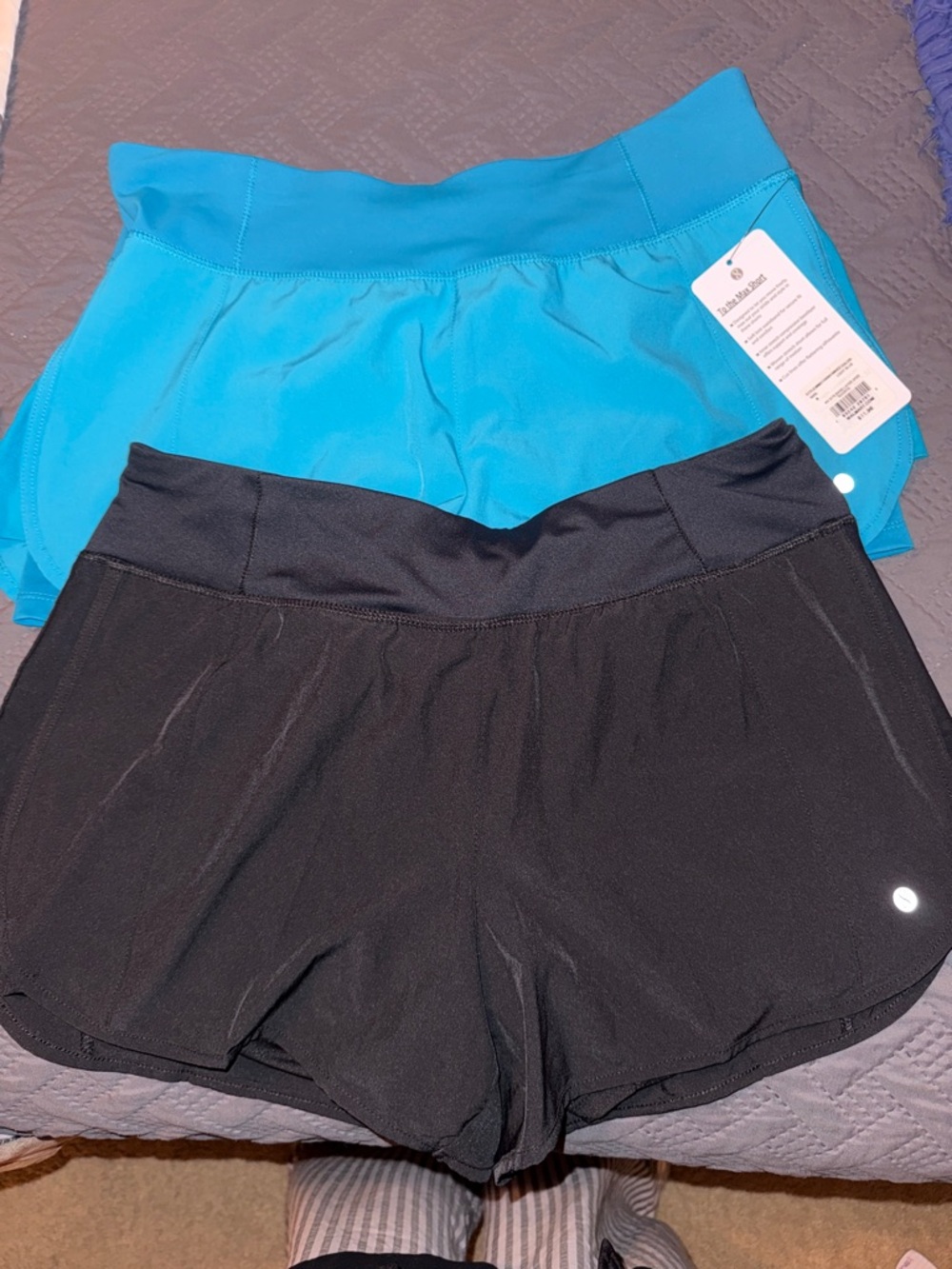 Women’s Athletic Shorts — Black & Turquoise Lightweight Training Shorts